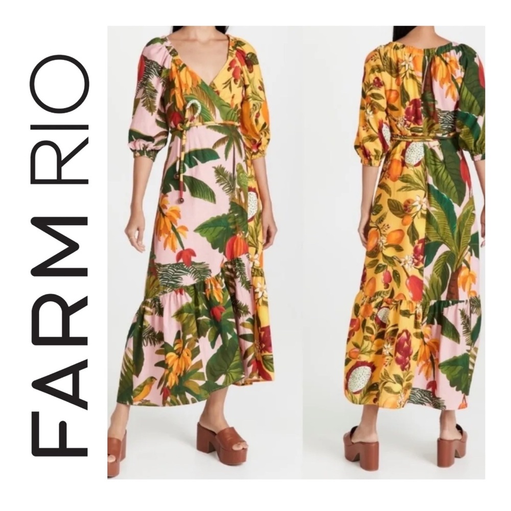NWOT FARM RIO Mixed Fruits Midi Wrap
Dress Size XS